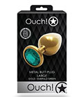 Ouch  Green Gem Metal Gold Plug Large
