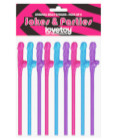 Willy Straws 9pk Pink Blue Purple