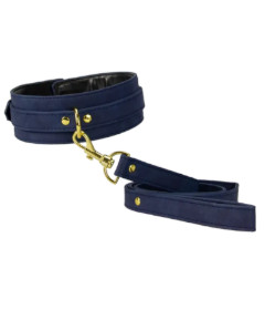 COL047BLU Collar & Lead Blue Gold