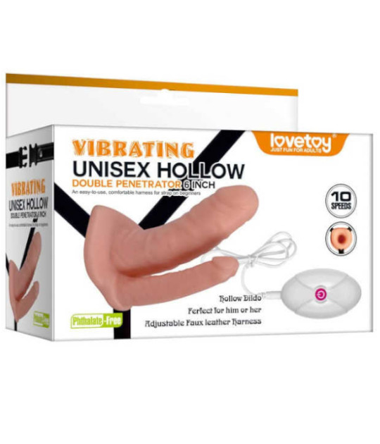 Vibrating Hollow Double StrapOn Thin Anal