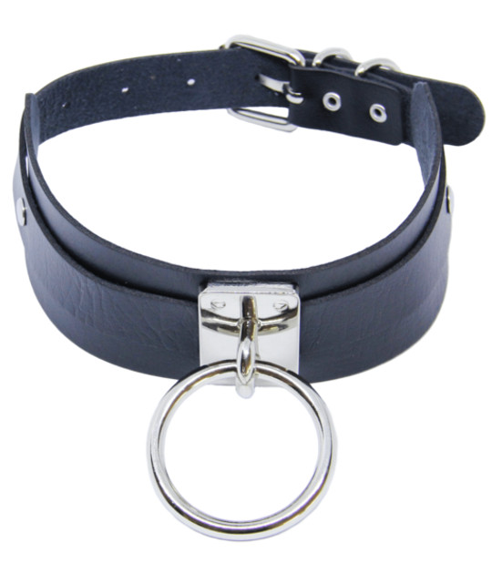 COL049SIL Wide Collar with Silver Ring