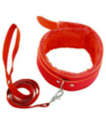BCOL02RED Fur Lined Collar & Lead Red