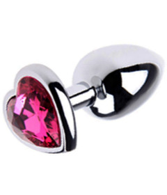 PLU002PNKS Small Metal Plug Heart Pink