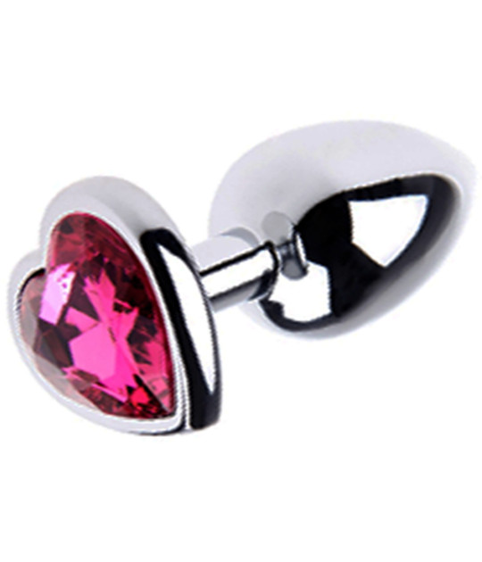 PLU002PNKS Small Metal Plug Heart Pink
