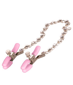 Nipple Play Crystal Chain Nipple Clamp Pink