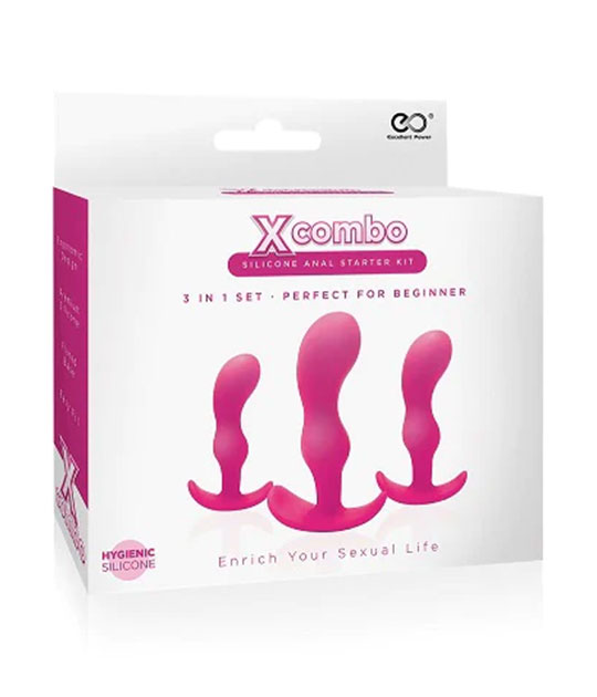 X Combo  3Pc Pink Butt Plug Set
