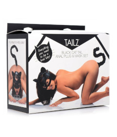 Black Cat Tail Anal Plug & Mask Set