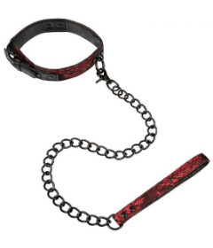 Scandal Collar With Leash - Red