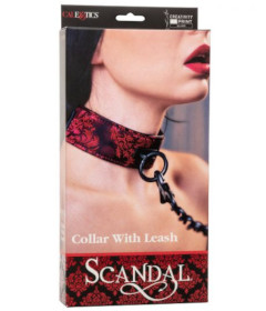 Scandal Collar With Leash - Red