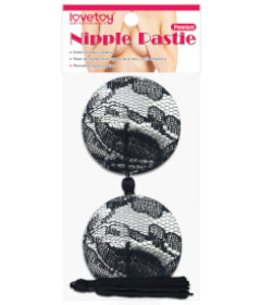 Reusable Black Lace Round Tassel Pasties