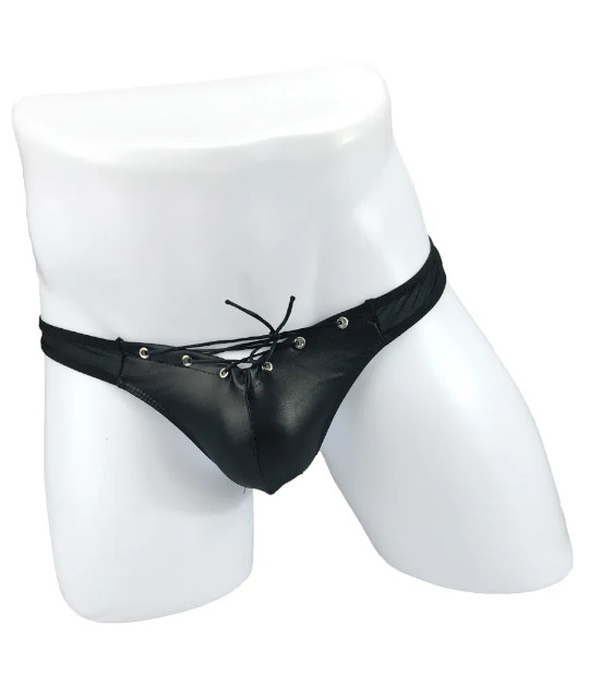 LIL2C128 Leather Look Lace Thong S M