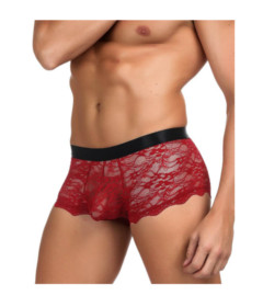 MP073 Lace Boxer For Men Red Large