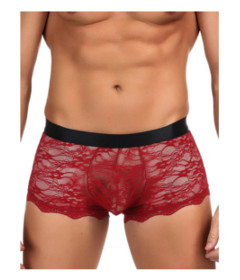 MP073 Lace Boxer For Men Red Large