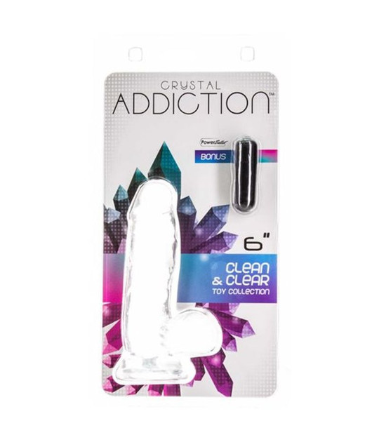 Crystal Addiction 6 Inch Clear Dong