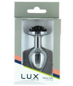 Lux Black Rose 3.5In Metal Butt Plug