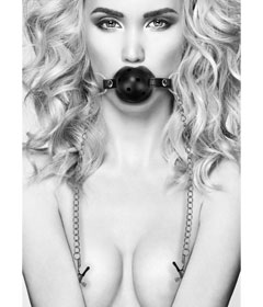 B+W - Breathable Gag With Nipple Clamps