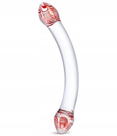 Glas 8in Red Head Double Dildo