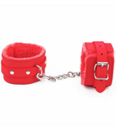 B-HAN02RED Fur Lined Cuffs Red