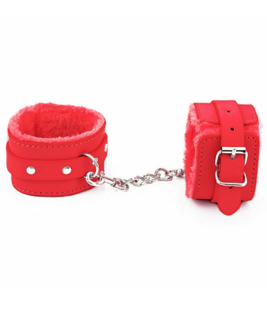 B-HAN02RED Fur Lined Cuffs Red