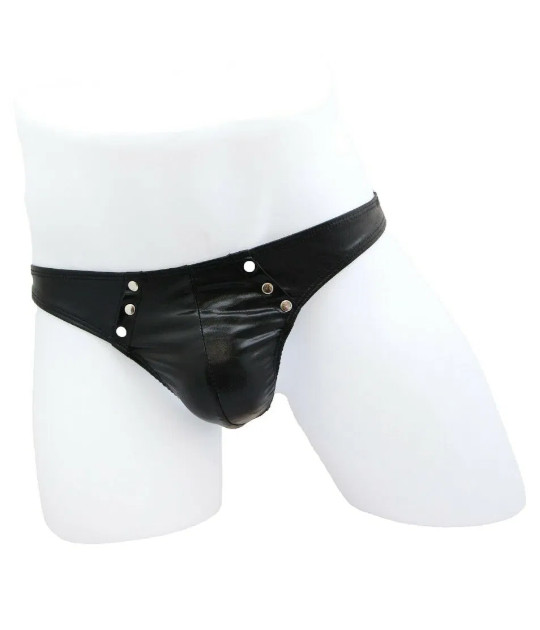 LIL2123A Wet Look Studded Thong S M