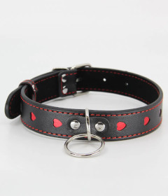 B-COL01BLK Black & Red Heart Collar