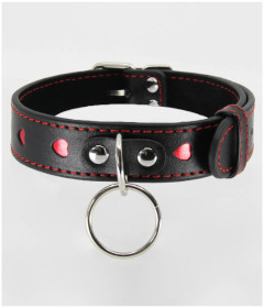 B-COL01BLK Black & Red Heart Collar