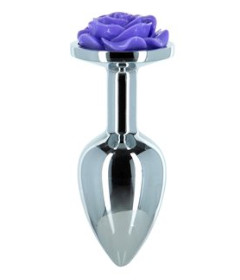 Lux Purple Rose 3In Metal Butt Plug