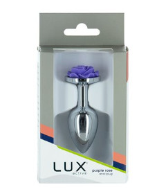 Lux Purple Rose 3In Metal Butt Plug