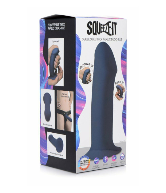 Squeezable Thick Phallic Dildo - Blue
