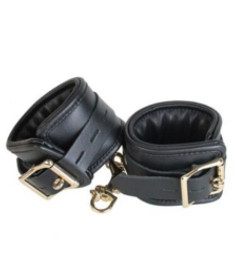 Leather Cuffs with Gold Hardware