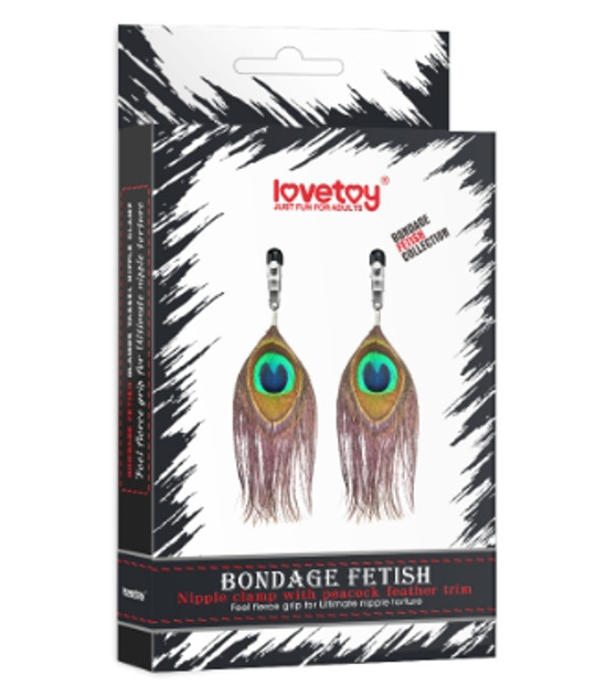 Lovetoy Nipple Clamp With Peacock Feather Trim