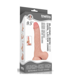 9.5Inch Sliding Skin Dual Layer Dong - Whole Testicle