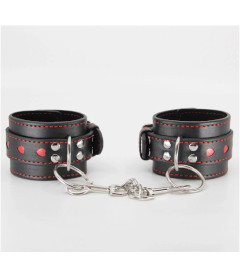 B-HAN01 Black & Red Heart Cuffs