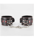 B-HAN01 Black & Red Heart Cuffs