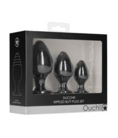 Rippled Butt Plug Set - Black