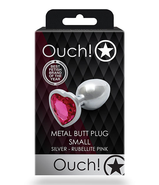 Ouch - Pink Heart Gem Metal Plug Small
