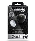 Ouch  Clear Gem Metal Black Plug Medium