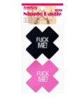 FUCK ME Cross Pattern Nipple Pasties 2pk
