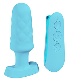 Loveline Velvet Remote Control Vibrating Plug - Blue